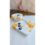 Fancyagnes El Yapımı Taş Tozu Mumluk 2li Set - Beyaz - Turuncu