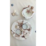 Fancyagnes El Yapımı Taş Tozu Mumluk ve Mum 2li Set - Beyaz - Kahverengi