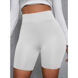 Fancy&Dancy Kadın Beyaz Dalgıç Kumaş Yüksek Bel Biker Şort Tayt 4097 - XL