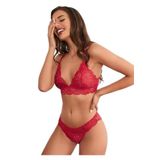 Fancy&Dancy Kadın Dantelli İç Çamaşır Takımı - Klasik Sütyen Külot Takımı 281 (Kırmızı, Small)