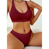Fancy&Dancy Kadın Kaşkorse Sütyen Külot Takımı - Şık Esnek ve Rahat İç Çamaşır Takımı - 50200 - XL - Bordo