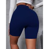 Fancy&Dancy Kadın Lacivert Dalgıç Kumaş Yüksek Bel Biker Şort Tayt 4097 - XL