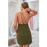 Fancy&Dancy Kadın Penye Çaptaz Askı Detaylı Gecelik 500 (Haki, Medium)