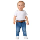 FancyKids Antalya Erkek Çocuk Mavi Skinny Denim Kot Pantolon – Kemerli, Düğmeli, 5 Cepli (Denim Mavi, 3-4 Yaş)