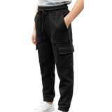 FancyKids Kız Çocuk Kargo Cepli Pantolon Siyah (Siyah, 11 Yaş)