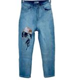 FancyKids Kız Çocuk Kot Pantolon Baskılı Denim Kumaş Jean (Denim Mavi, 12-13 Yaş)
