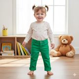 FancyKids Kız Çocuk Pantolon Kot Kumaş Yeşil (Yeşil, 12-18 Ay)