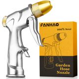 FANHAO Yükseltilmiş Bahçe Hortumu Püskürtücü, %100 Ağır Hizmet Tipi Metal El Su Nozulu, 4 Püskürtme Modunda Yüksek Basınç, Bitki ve Çim, Araba Yıkama, Teras ve Evcil Hayvan Sulaması için