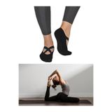 fanilam 4'lü Kaydırmaz Siyah Pamuklu Yoga Fitness Plates Çorabı, Pilates Aktivite Çorabı Siyah 36-40
