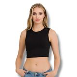 fanilam İlke Kadın Elestan Kolsuz Crop -Pamuklu Şık Ve Rahat Yarım Atlet Body 2 adet Siyah S