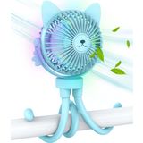 FANimal Bebek-Kişisel El Tipi Mini Fan-Bebek Arabası Aksesuarları için Taşınabilir Küçük Bebek Arabası Vantilatörü - Çocuklar için Gece Lambası - USB Fanda Şarj Edilebilir Klips (Mavi)
