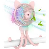 FANimal Taşınabilir Küçük Bebek Arabası Vantilatörü, Mini El Tipi Kişisel Vantilatör, USB Fan-Arabası Aksesuarları, Çocuklar için Gece Lambası (Pembe)