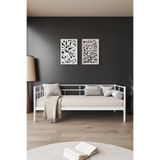 FANO Koza Daybed 90x190 Yatak Uyumlu Beyaz Metal Karyola Sedir, Bahçe Balkon Mobilyası, Çocuk Odası Sofa