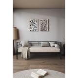 FANO Koza Daybed 90x190 Yatak Uyumlu Siyah Metal Karyola Sedir, Bahçe Balkon Mobilyası, Çocuk Odası Sofa