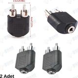 Fano(2Adet)3.5mm Ses Stereo Jak 2 RCA Erkek Ses Jak Konnektör Dönüştürücü