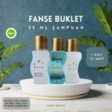 Fanse Tek Kullanımlık Otel Buklet 25 Adet Şampuan 25 Adet Duş Jeli 25 Adet Saç Kremi S Şişe Set 35 ml