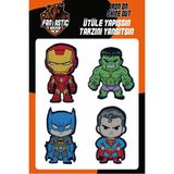 Fantastic 4'lü Süper Kahraman Arma Seti - Ütüyle Yapışan Dokuma Yama Patch - Iron Man, Hulk, Batman, Superman
