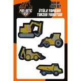 FANTASTIC ARMA Ütü Ile Yapışan Dokuma Arma Patch Yama, İş Makinesi Desenli 4'lü Set - Çocuk Kıyafet Süsleme Yaması