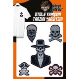 Fantastıc Arma Ütü Ile Yapışan Dokuma Arma Seti Patch Kurukafa, Korsan, Skull Modeli