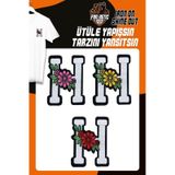 Fantastıc Arma Ütü Ile Yapışan Dokuma Arma Seti Patch Yama Çiçekli Harfler Modeli H Harfi 3 Adet