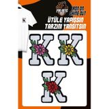 Fantastıc Arma Ütü Ile Yapışan Dokuma Arma Seti Patch Yama Çiçekli Harfler Modeli K Harfi 3 Adet