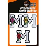 Fantastıc Arma Ütü Ile Yapışan Dokuma Arma Seti Patch Yama Çiçekli Harfler Modeli M Harfi 3 Adet