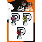 Fantastıc Arma Ütü Ile Yapışan Dokuma Arma Seti Patch Yama Çiçekli Harfler Modeli P Harfi 3 Adet