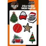 FANTASTIC ARMA Ütü Ile Yapışan Dokuma Yılbaşı Arma Seti, Yılbaşı Ağacı Yıldız Şapka Topu Noel Baba Araba Patch Yama