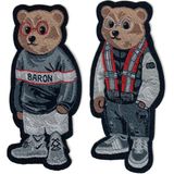 Fantastic Arma Ütü ile Yapışan Tarz Ayı Adam Figürlü Dokuma Patch Yama Teddy Bear Gözlüklü Ayıcık Baron