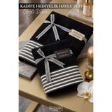 Fantastic Collection Bordürlü Çizgili Desenli Özel Kadife Hediyelik Havlu Seti