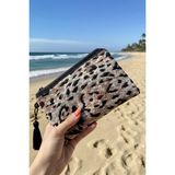 FANTASTIC El Yapımı Şık leoparlı Desenli Mini Çanta Bozuk Para Anahtar Kartlık Cüzdan (14.5x10 cm)