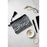 FANTASTIC El Yapımı Zebra Desenli El ve Makyaj Çantası | Organizer Cüzdan | Şık Pouch Bozuk Para (14.5x10 cm)