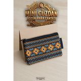 FANTASTIC Group Etnik Anadolu Motifli Jakarlı Dokuma Mini Cüzdan Bozuk Para Çantası Kartlık 14.5x9 cm