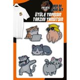 Fantastic Kedi Temalı Ütü Ile Yapışan Dokuma Arma Seti 5 ADET Polyester Renkli Patch