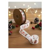 FANTASTIC KURDELE Yılbaşı Baskılı Kurdele Noel Baba Merry Christmas Hediye Paket Süsleme Çam Ağacı Dekor 2 CM x 3 MT