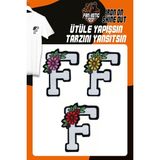 Fantastic Ütü ile Yapışan Dokuma Arma Seti Patch Yama Çiçekli Harfler Modeli F Harfi (3 Adet)