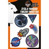 Fantastic Ütü Ile Yapışan Dokuma Arma Seti Uzay Temalı İşlemeli Arma Yama - Kıyafet ve Aksesuarlar İçin Patch - Uzay, Nasa, Roket, Yıldız ve Space Desenli Arma