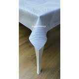 Fantastik Astarlı Pürüzsüz Silinebilir Modern Çizgili Kaymaz Pvc Muşamba Masa Örtüsü - 140 x 140 cm - Gri