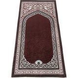Fantastik Seccamat Seccade Kadife Dokulu 65 x 120 cm. Baskı Desenli Diz Ağrıtmayan Suni Deri Tabanlı - Bordo