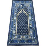 Fantastik Seccamat Seccade Kadife Dokulu 65 x 120 cm. Baskı Desenli Diz Ağrıtmayan Suni Deri Tabanlı - Mavi