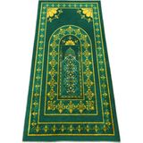 Fantastik Seccamat Seccade Kadife Dokulu 65 x 120 cm. Baskı Desenli Diz Ağrıtmayan Suni Deri Tabanlı - Yeşil