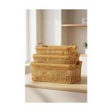 Fantastik Store 3'lü Hasır Rattan Organizer Sepet - BB6064 - Kestane Akaju - Option-1
