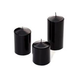 Fantastik Store 3'lü Siyah Silindir Mum Seti (5,5 cm -7,5 Cm-10 Cm) - Option-1