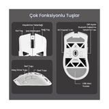 Fantastik Store Aula SC620 PAW3311 Sensör 12000 Dpı 1000Hz Kablolu ve Kablosuz Gaming Oyuncu Mouse Beyaz - Option-1 - 00-Siyah - Beyaz