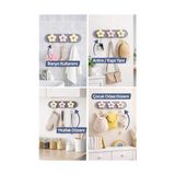 Fantastik Store Çiçek Tasarımlı Duvar Askısı, 3’lü Metal Kanca Seti, Dekoratif Renkli Kapı ve Duvar Askısı, Mutfak, Banyo, Yatak Odası Için Organizer Askı, - 0,25 gr