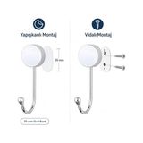 Fantastik Store Iris Krom Kaplama Tekli Askılık, Yapışkanlı ve Vidalı Montajlı Duvar Askısı, 35 mm Oval Bantlı Banyo Mutfak Antre Askısı - Option-1 - Ahşap
