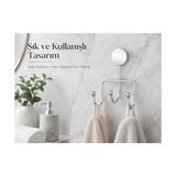 Fantastik Store Iris Krom Kaplama Üçlü Askılık, Yapışkanlı ve Vidalı Montajlı Duvar Askısı, 35 mm Oval Bantlı Banyo Mutfak Antre Askısı - Option-1 - Ahşap