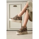 Fantastik Store Kadın 8cm Boy Uzatan Gizli Topuklu Leopar Spor Ayakkabı TR04MS01E