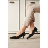 Fantastik Store Kadın Siyah Kırışık Rugan Kısa Topuklu Stiletto Ayakkabı TR20MS03C