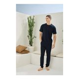 Fantastik Store Kocabey 2090 Erkek Midi Yaka Pijama Takım - Lacivert - XL